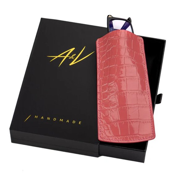 Authentic Calfskin Alligator‑Texture Glasses Pouch Rogue - Picture 2 of 3